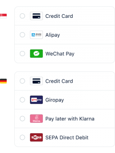 Location based payment options